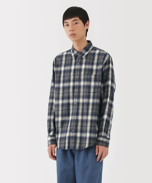 無印良品（ムジルシリョウヒン）の「紳士　両面起毛フランネル長袖シャツ（シャツ/ブラウス・メンズ・ブラウン系/ネイビー系/オフホワイト/ベージュ系/ブラウン/ブルー系/ネイビー・XL/L/M/S）」の7枚目の写真