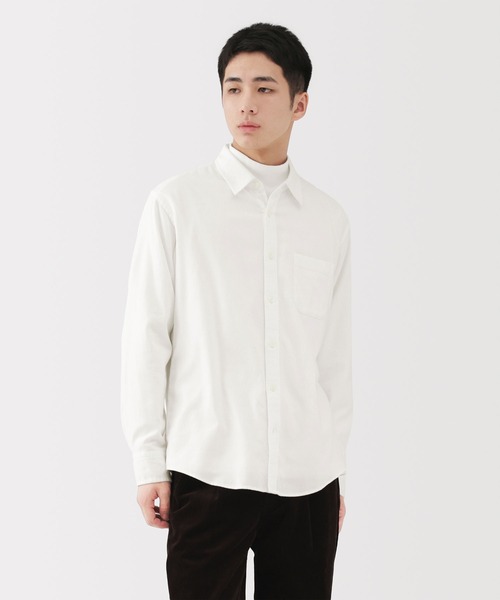 無印良品（ムジルシリョウヒン）の「紳士　両面起毛フランネル長袖シャツ（シャツ/ブラウス・メンズ・ブラウン系/ネイビー系/オフホワイト/ベージュ系/ブラウン/ブルー系/ネイビー・XL/L/M/S）」の2枚目の写真