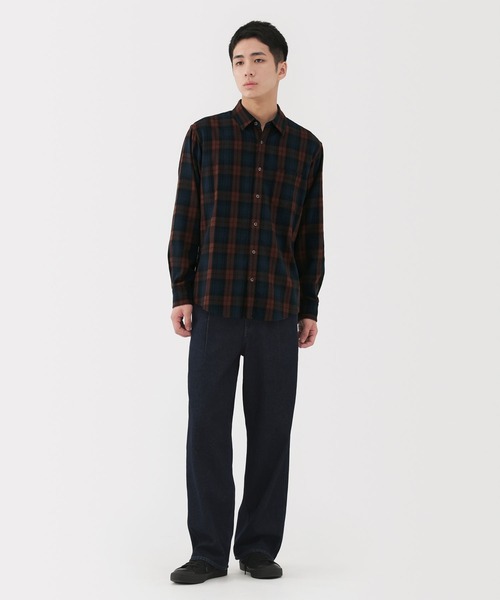 無印良品（ムジルシリョウヒン）の「紳士　両面起毛フランネル長袖シャツ（シャツ/ブラウス・メンズ・ブラウン系/ネイビー系/オフホワイト/ベージュ系/ブラウン/ブルー系/ネイビー・XL/L/M/S）」の9枚目の写真