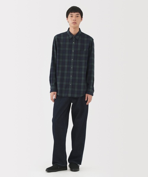 無印良品（ムジルシリョウヒン）の「紳士　両面起毛フランネル長袖シャツ（シャツ/ブラウス・メンズ・ブラウン系/ネイビー系/オフホワイト/ベージュ系/ブラウン/ブルー系/ネイビー・XL/L/M/S）」の14枚目の写真