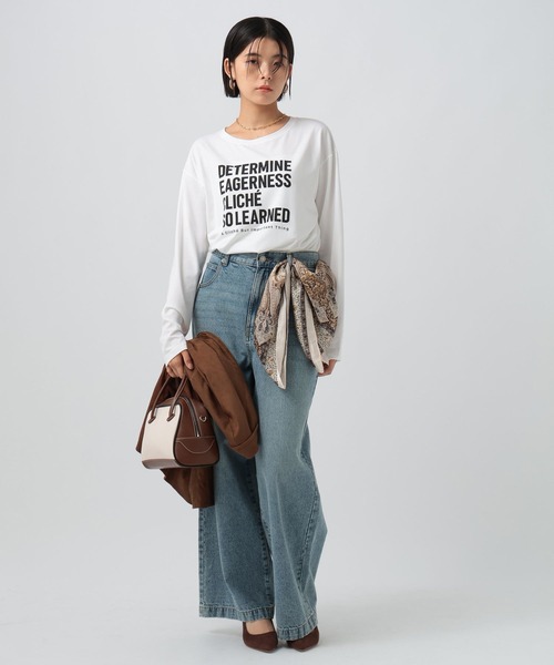 BAYFLOW（ベイフロー）の「[柔らかな肌ざわり]スムースタッチプリント長袖Tシャツ / ロンT（Tシャツ/カットソー・レディース・オフホワイト/グレー/ブラック/ブラウン/チャコール/ホワイト・SMALL/MEDIUM）」の7枚目の写真