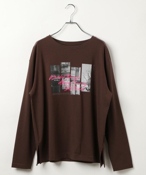 BAYFLOW（ベイフロー）の「[柔らかな肌ざわり]スムースタッチプリント長袖Tシャツ / ロンT（Tシャツ/カットソー・レディース・オフホワイト/グレー/ブラック/ブラウン/チャコール/ホワイト・SMALL/MEDIUM）」の14枚目の写真