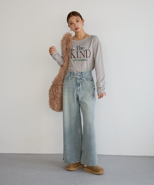 BAYFLOW（ベイフロー）の「[柔らかな肌ざわり]スムースタッチプリント長袖Tシャツ / ロンT（Tシャツ/カットソー・レディース・オフホワイト/グレー/ブラック/ブラウン/チャコール/ホワイト・SMALL/MEDIUM）」の7枚目の写真