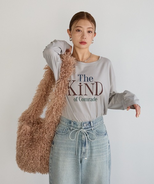 BAYFLOW（ベイフロー）の「[柔らかな肌ざわり]スムースタッチプリント長袖Tシャツ / ロンT（Tシャツ/カットソー・レディース・オフホワイト/グレー/ブラック/ブラウン/チャコール/ホワイト・SMALL/MEDIUM）」の9枚目の写真