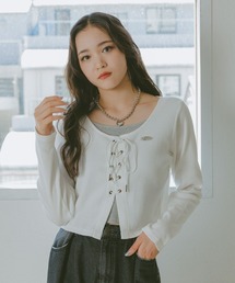 repipi armario（レピピ アルマリオ）の「レースアップロングTシャツ（Tシャツ/カットソー・キッズ）」