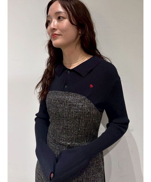 セール】【POLO BCSコラボ】カラーネックニットドッキングワンピース