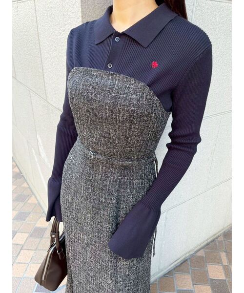 POLO BCS（ポロ ビーシーエス）の「【POLO BCSコラボ】カラーネックニットドッキングワンピース（ワンピース・レディース・ネイビー/チャコールグレー/ブルー/アイボリー/ピンク・SMALL/MEDIUM）」の3枚目の写真