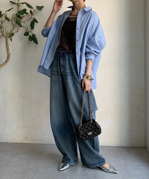 DouDou(ドゥドゥ)の「ポンチョブラウス(シャツ/ブラウス・レディース・ブルー/チャコールグレー/カーキ・FREE)」の5枚目の写真