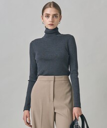 エクストラファインメリノリブ タートルネックプルオーバー