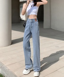 ハイウエストワイドストレートデニム