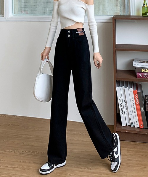 by LEGNA（バイレグナ）の「ハイウエストワイドストレートデニム（デニムパンツ・レディース・ブルー/サックスブルー/ブラック・LARGE/MEDIUM/SMALL）」の7枚目の写真