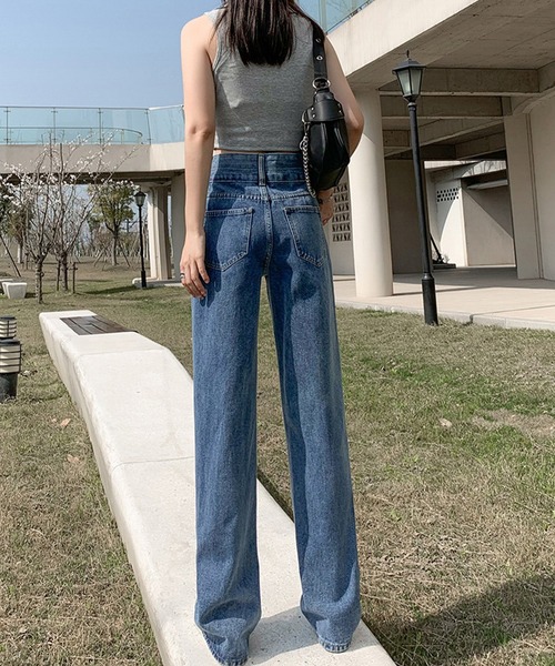 by LEGNA（バイレグナ）の「ハイウエストワイドストレートデニム（デニムパンツ・レディース・ブルー/サックスブルー/ブラック・LARGE/MEDIUM/SMALL）」の10枚目の写真