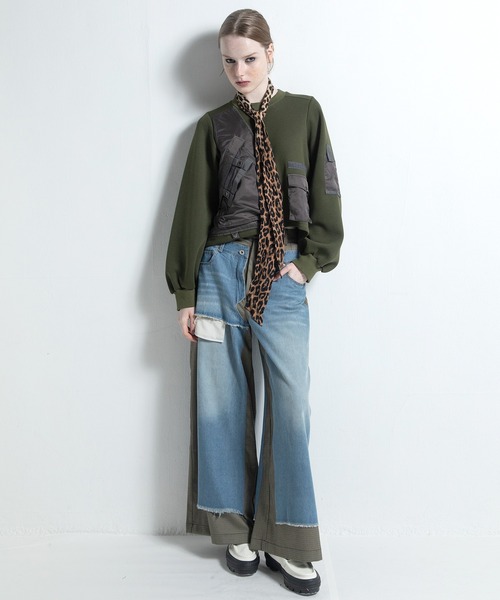 AULA AILA(アウラアイラ)の「ドッキングデニムワイドパンツ(デニムパンツ・レディース・ブラック/グレー/ブルー・0/1)」の16枚目の写真