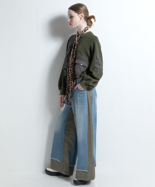 AULA AILA(アウラアイラ)の「ドッキングデニムワイドパンツ(デニムパンツ・レディース・ブラック/グレー/ブルー・0/1)」の17枚目の写真