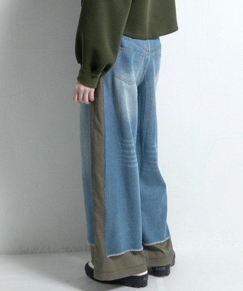 AULA AILA(アウラアイラ)の「ドッキングデニムワイドパンツ(デニムパンツ・レディース・ブラック/グレー/ブルー・0/1)」の13枚目の写真