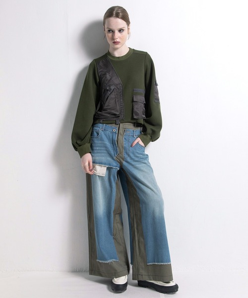 AULA AILA(アウラアイラ)の「ドッキングデニムワイドパンツ(デニムパンツ・レディース・ブラック/グレー/ブルー・0/1)」の18枚目の写真