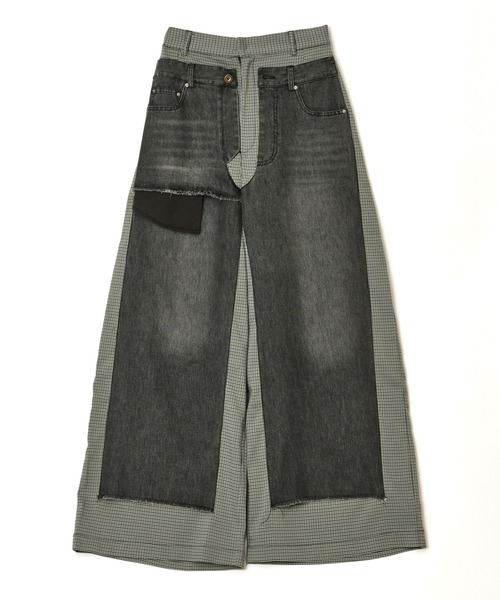 AULA AILA(アウラアイラ)の「ドッキングデニムワイドパンツ(デニムパンツ・レディース・ブラック/グレー/ブルー・0/1)」の8枚目の写真