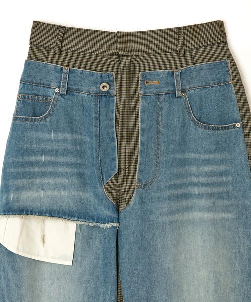 AULA AILA(アウラアイラ)の「ドッキングデニムワイドパンツ(デニムパンツ・レディース・ブラック/グレー/ブルー・0/1)」の5枚目の写真