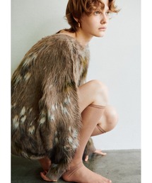 【LARUTA】花柄ジャガードシャギー2WAYニット