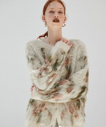 LARUTA | 【LARUTA】花柄ジャガードシャギー2WAYニット(カーディガン/ボレロ)