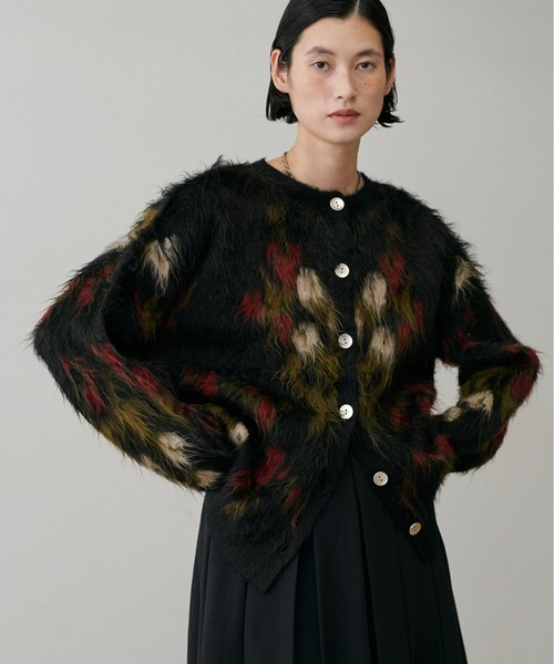 LARUTA】花柄ジャガードシャギー2WAYニット（カーディガン/ボレロ