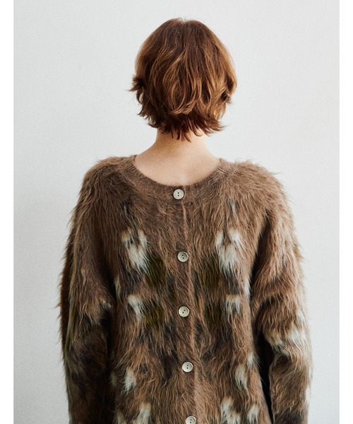 LARUTA】花柄ジャガードシャギー2WAYニット（カーディガン/ボレロ