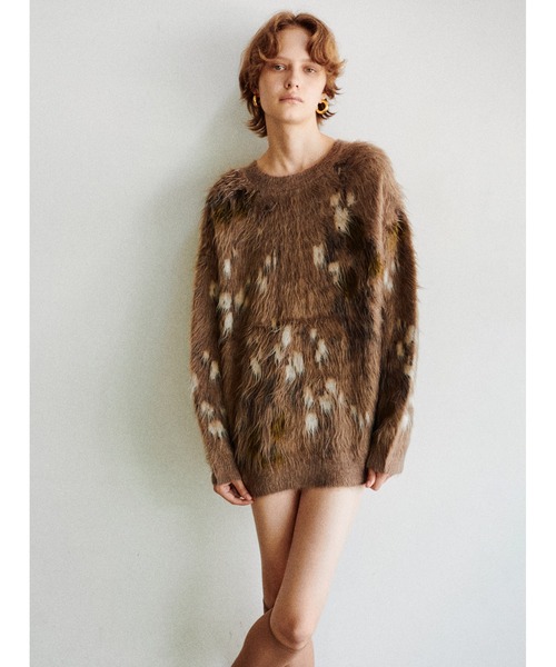 LARUTA】花柄ジャガードシャギー2WAYニット（カーディガン/ボレロ