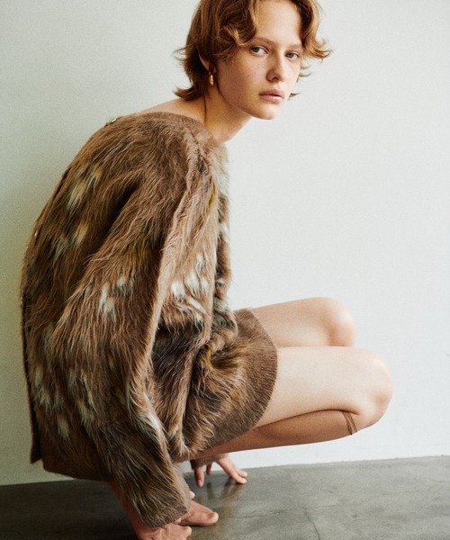 LARUTA（ラルータ）の「【LARUTA】花柄ジャガードシャギー2WAYニット（カーディガン/ボレロ・レディース・モカ/ブラウン/アイボリー/ブラック・FREE）」の19枚目の写真