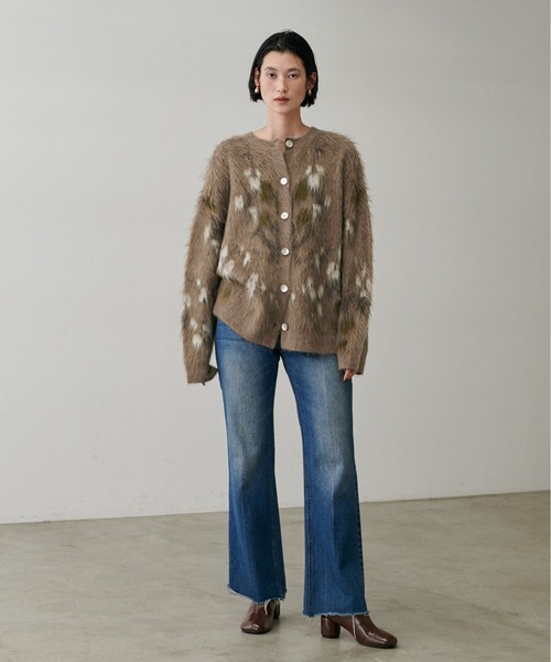 LARUTA】花柄ジャガードシャギー2WAYニット（カーディガン/ボレロ