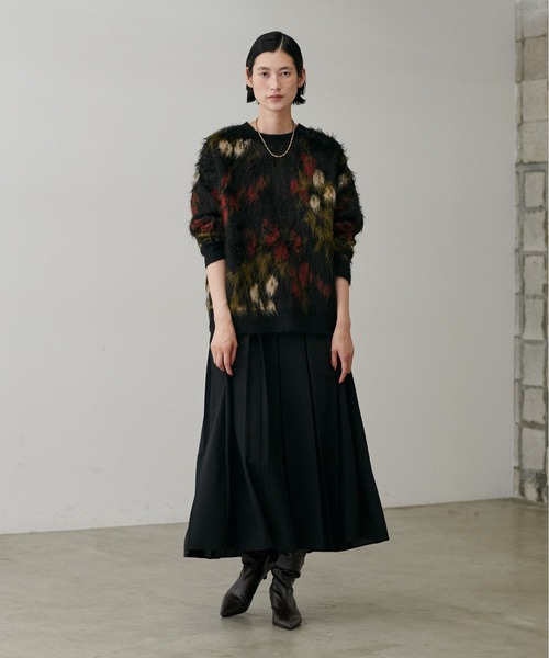 セール】【LARUTA】花柄ジャガードシャギー2WAYニット（カーディガン