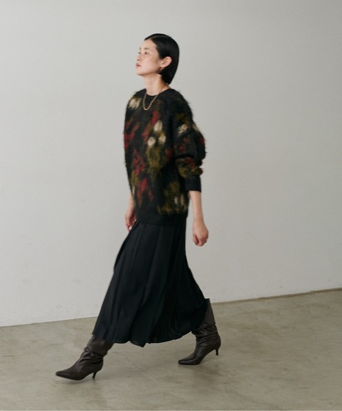 LARUTA（ラルータ）の「【LARUTA】花柄ジャガードシャギー2WAYニット（カーディガン/ボレロ・レディース・モカ/ブラウン/アイボリー/ブラック・FREE）」の16枚目の写真