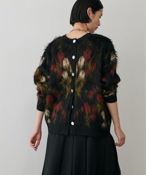 LARUTA】花柄ジャガードシャギー2WAYニット（カーディガン/ボレロ