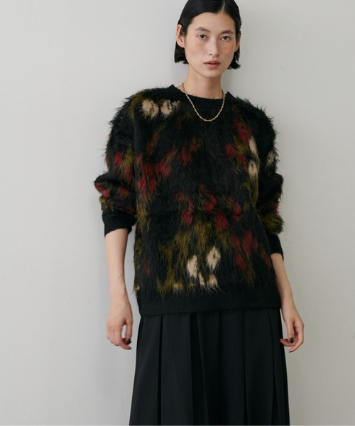 LARUTA】花柄ジャガードシャギー2WAYニット（カーディガン/ボレロ