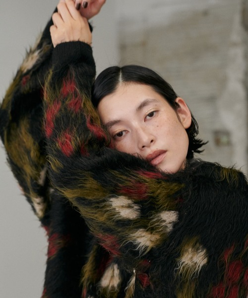 LARUTA（ラルータ）の「【LARUTA】花柄ジャガードシャギー2WAYニット（カーディガン/ボレロ・レディース・モカ/ブラウン/アイボリー/ブラック・FREE）」の12枚目の写真