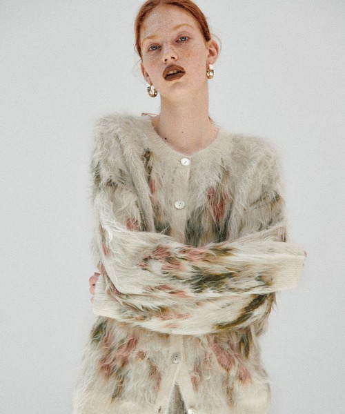 LARUTA（ラルータ）の「【LARUTA】花柄ジャガードシャギー2WAYニット（カーディガン/ボレロ・レディース・モカ/ブラウン/アイボリー/ブラック・FREE）」の8枚目の写真