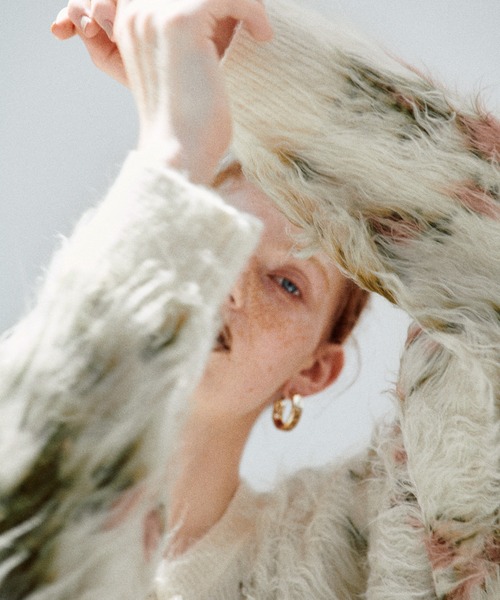 LARUTA（ラルータ）の「【LARUTA】花柄ジャガードシャギー2WAYニット（カーディガン/ボレロ・レディース・モカ/ブラウン/アイボリー/ブラック・FREE）」の7枚目の写真