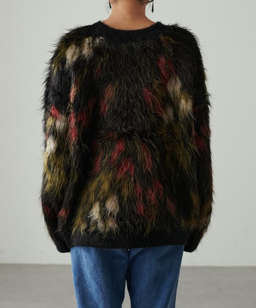 LARUTA】花柄ジャガードシャギー2WAYニット（カーディガン/ボレロ