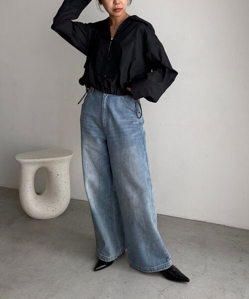 セール】Vネックストライプショートシャツ（シャツ/ブラウス