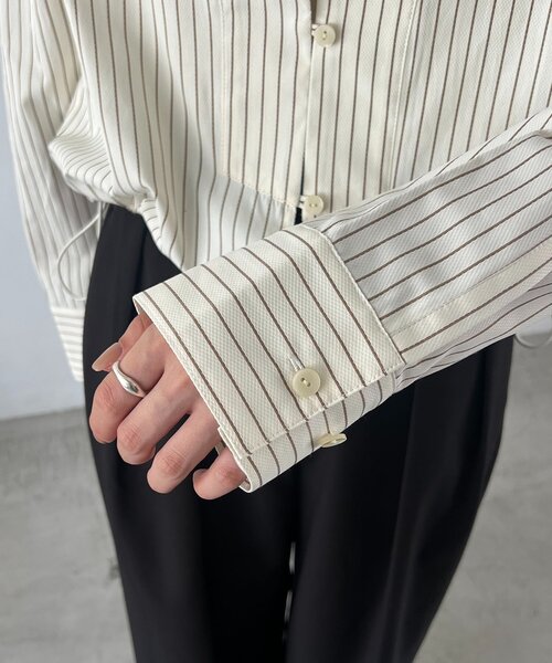 セール】Vネックストライプショートシャツ（シャツ/ブラウス