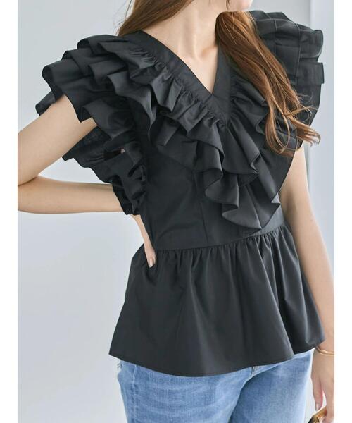 Te chichi（テチチ）の「ギャザーフリルペプラムブラウス（シャツ/ブラウス・レディース・ブラック/ピンク/オフホワイト・F）」の2枚目の写真