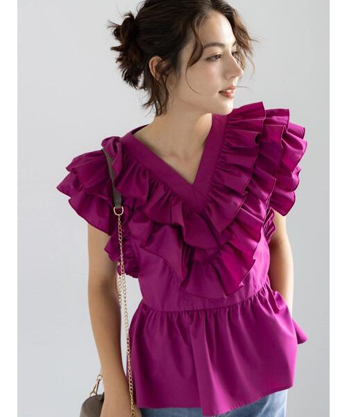 Te chichi（テチチ）の「ギャザーフリルペプラムブラウス（シャツ/ブラウス・レディース・ブラック/ピンク/オフホワイト・F）」の18枚目の写真