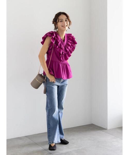 Te chichi（テチチ）の「ギャザーフリルペプラムブラウス（シャツ/ブラウス・レディース・ブラック/ピンク/オフホワイト・F）」の19枚目の写真