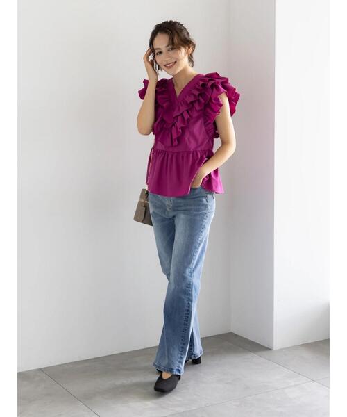 Te chichi（テチチ）の「ギャザーフリルペプラムブラウス（シャツ/ブラウス・レディース・ブラック/ピンク/オフホワイト・F）」の4枚目の写真