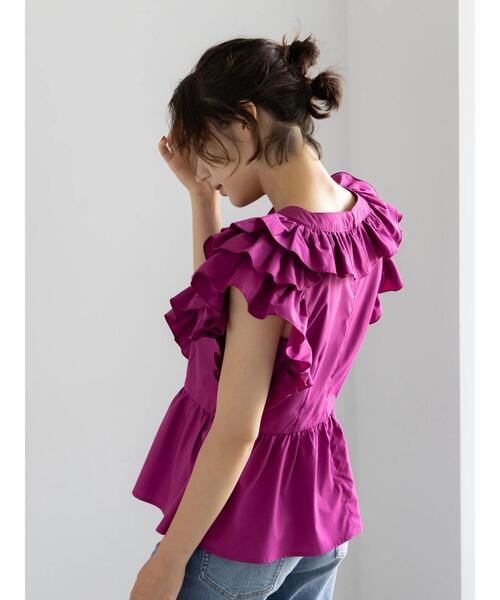 Te chichi（テチチ）の「ギャザーフリルペプラムブラウス（シャツ/ブラウス・レディース・ブラック/ピンク/オフホワイト・F）」の8枚目の写真