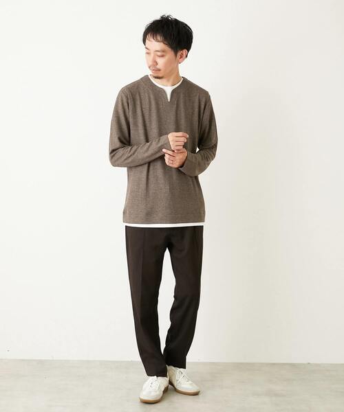 MEN'S MELROSE(メンズメルローズ)の「ラナテックヘリンボーン | クリースステッチテーパードパンツ(その他パンツ・メンズ・チャコールグレー/ブラウン/ネイビー・4/3/2/5)」の18枚目の写真