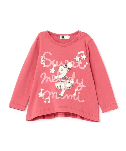 KP（ケーピー）の「mimiちゃん チェックアップリケ 長袖Tシャツ（Tシャツ/カットソー・キッズ・オートミール/ピンク系その他/オフホワイト・80ｃｍ/90cm/110cm/100cm/120cm/130cm/140cm）」の3枚目の写真