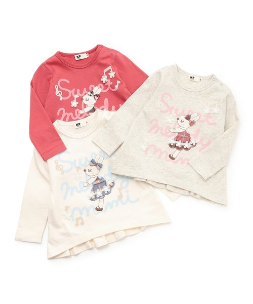 KP（ケーピー）の「mimiちゃん チェックアップリケ 長袖Tシャツ（Tシャツ/カットソー・キッズ・オートミール/ピンク系その他/オフホワイト・80ｃｍ/90cm/110cm/100cm/120cm/130cm/140cm）」の9枚目の写真