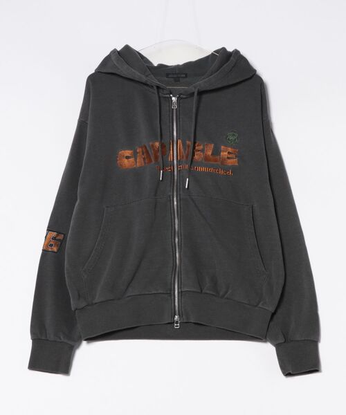 8(eight)(エイト)の「ヴィンテージ加工ロゴ刺繍ZIPパーカー(パーカー・メンズ・チャコールグレー/カーキ/ピンク・MEDIUM/LARGE)」の1枚目の写真