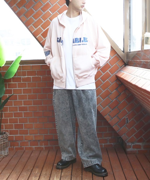 8(eight)(エイト)の「ヴィンテージ加工ロゴ刺繍ZIPパーカー(パーカー・メンズ・チャコールグレー/カーキ/ピンク・MEDIUM/LARGE)」の14枚目の写真