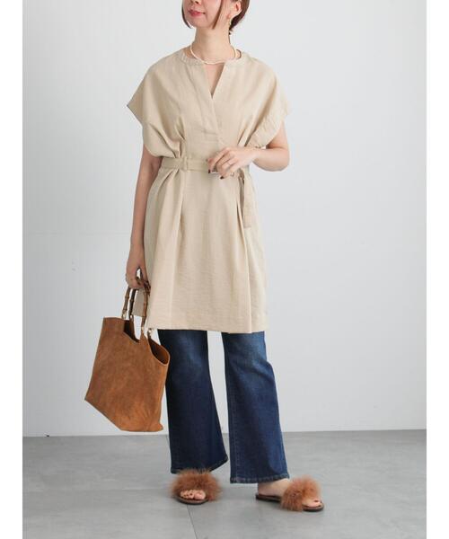 Te chichi(テチチ)の「ミリタリーチュニックシャツ(チュニック・レディース・カーキ/ブラック/ベージュ・F)」の4枚目の写真